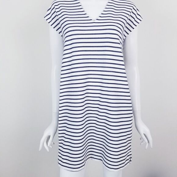 J. Crew Size XS Black & White Striped Sleeveless V Neck Mini Shift Dress - Picture 3 of 6